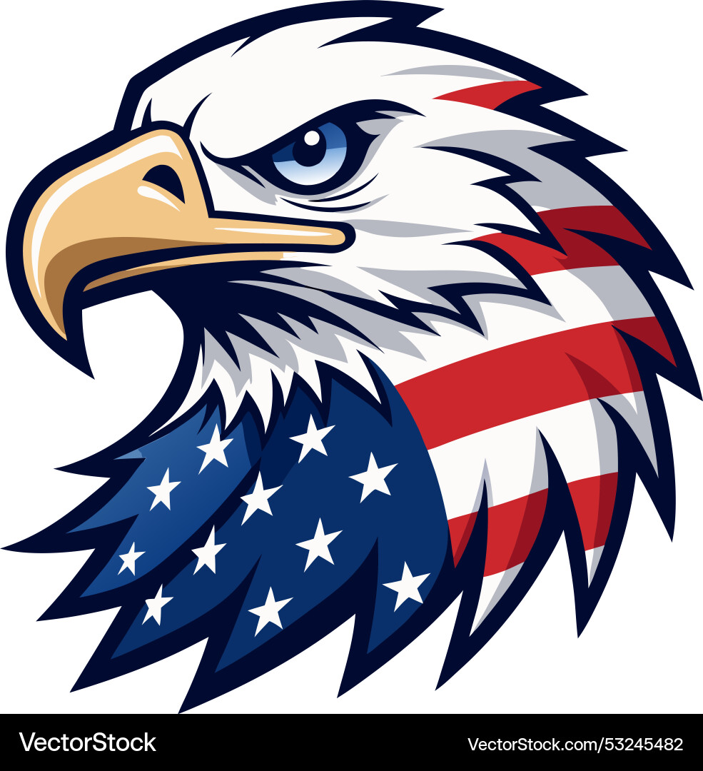 Eagle head with american flag pattern Royalty Free Vector