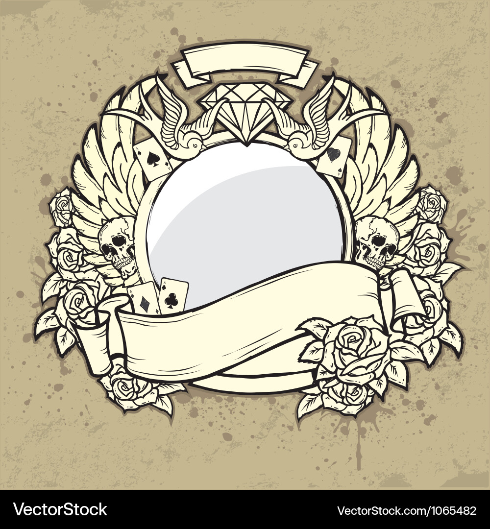 Grunge Label - Retro & Skull Vector Image