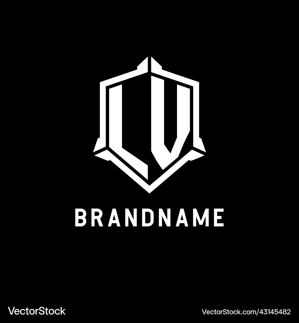 Lv logo initial with shield shape design style Lv logo initial with shield shape design style Vector Image