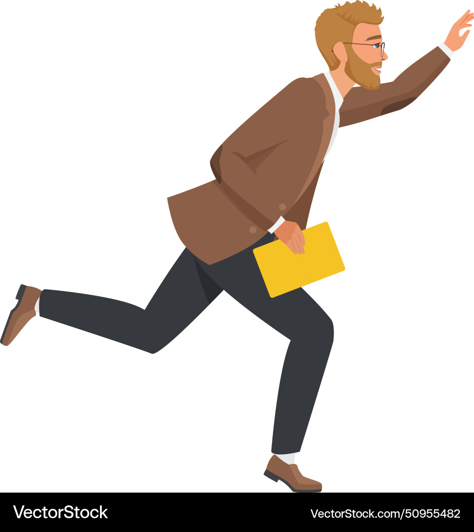 Man holding folder with documents and running vector image