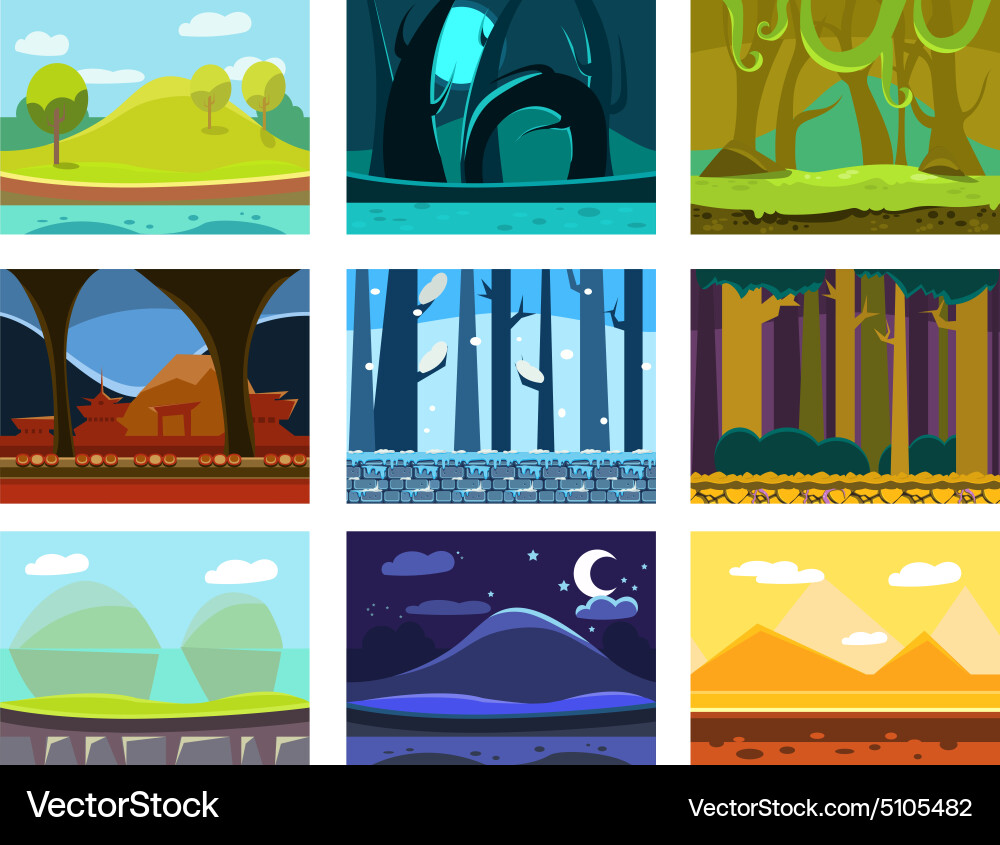 Nature Game Background Set Vector Image