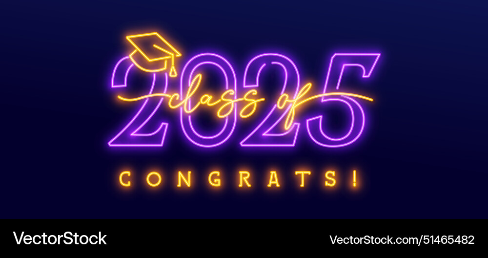 Neon class of 2025 typography design text Vector Image
