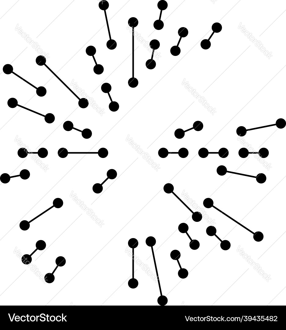 Radial radiating lines with nodes nodal points Vector Image