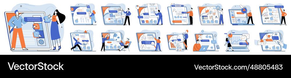 Application testing metaphor software Application testing metaphor software Vector Image
