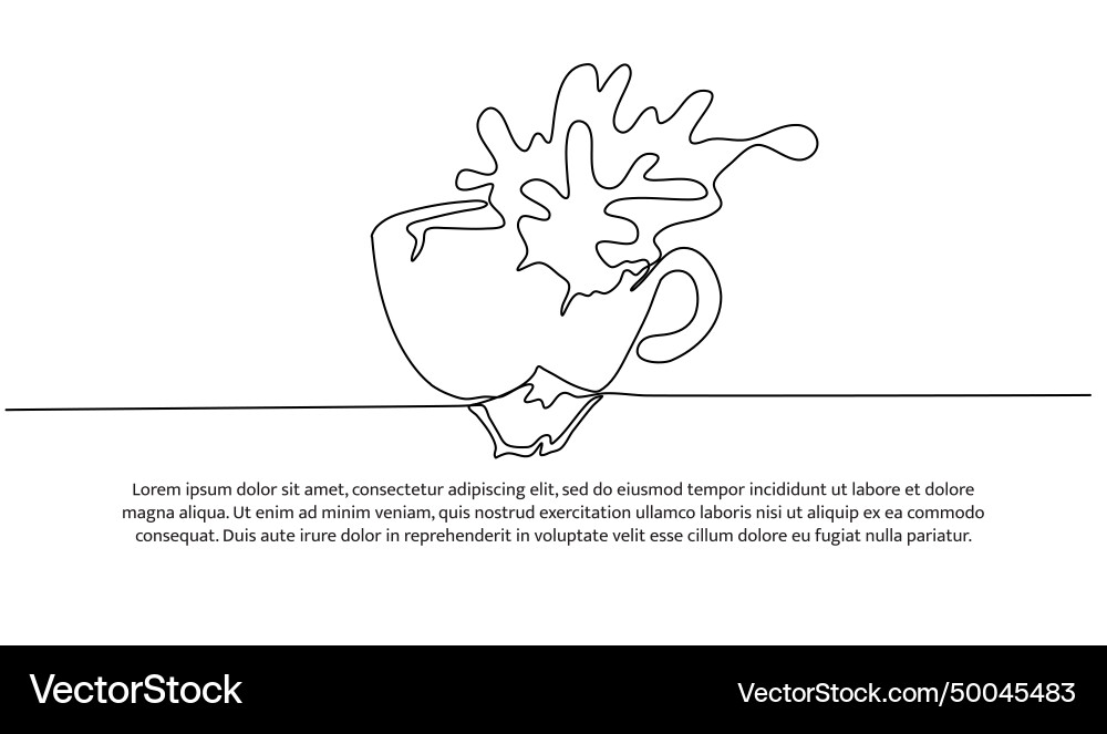 Coffee splash one continuous line design Coffee splash one continuous line design Vector Image