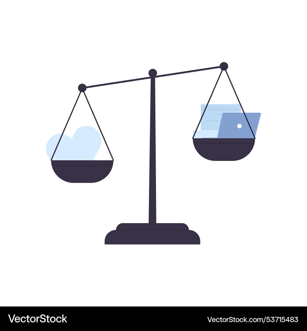Comparison of hearts and office supplies on scale Comparison of hearts and office supplies on scale vector image