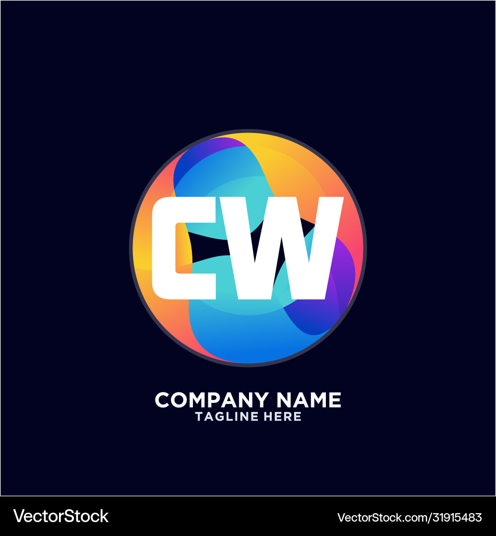 Cw initial logo with colorful circle template Cw initial logo with colorful circle template Vector Image