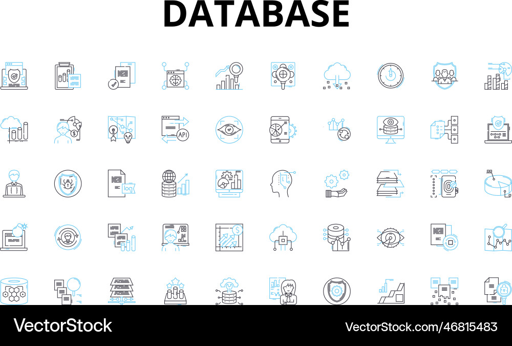 Datenbank lineare Icons set retrieval Datenbank lineare Icons set retrieval Vektorbild