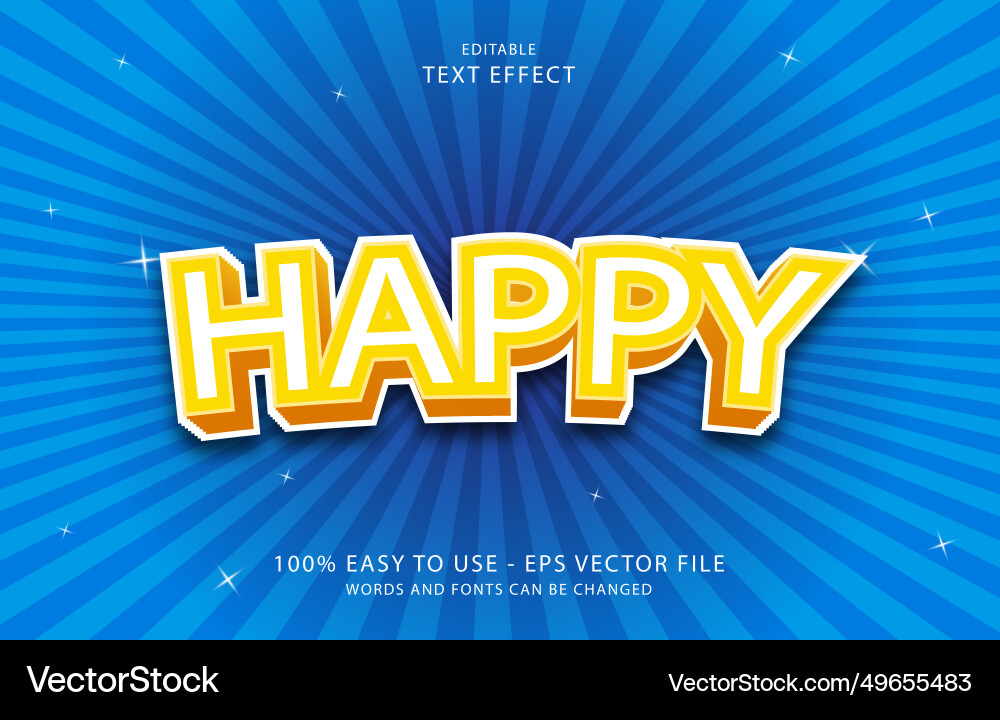 Editable text effect 3d happy style Vector Image