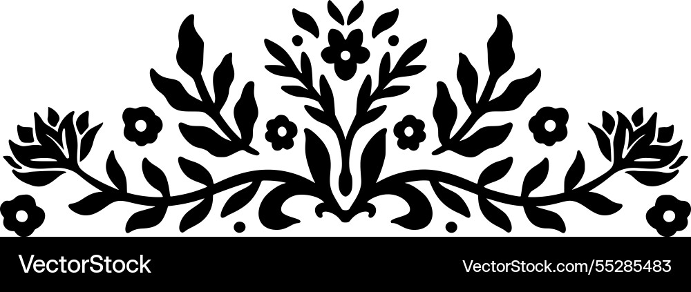 Floral linocut motif border decorative Vector Image