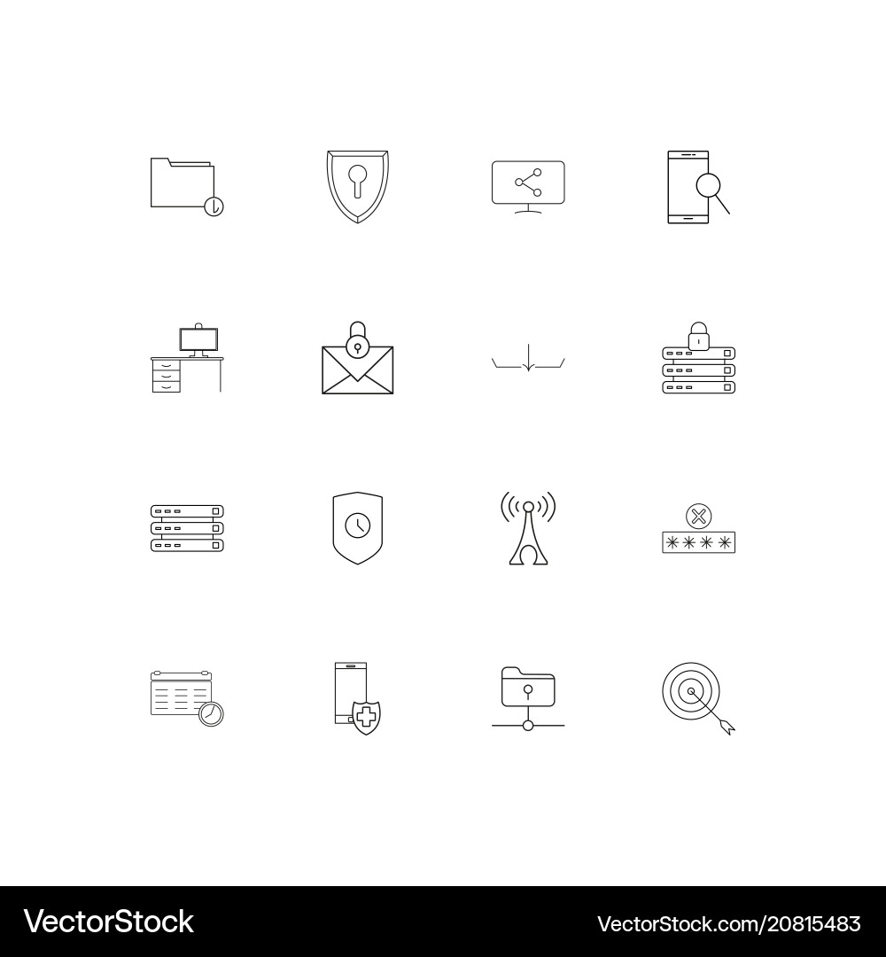 Internet security linear thin icons set outlined Vector Image