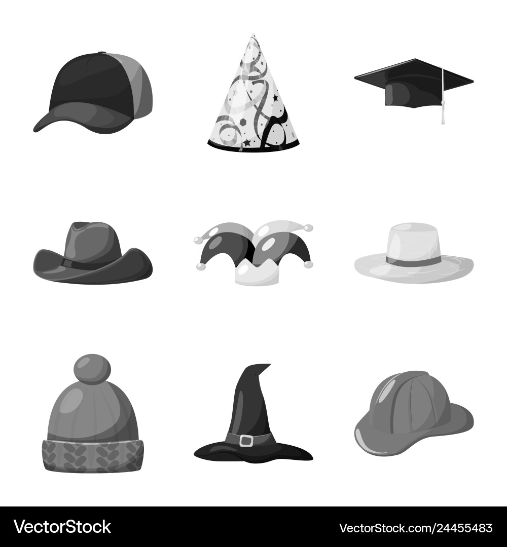 Isolated object of hat and helmet symbol set Vector Image