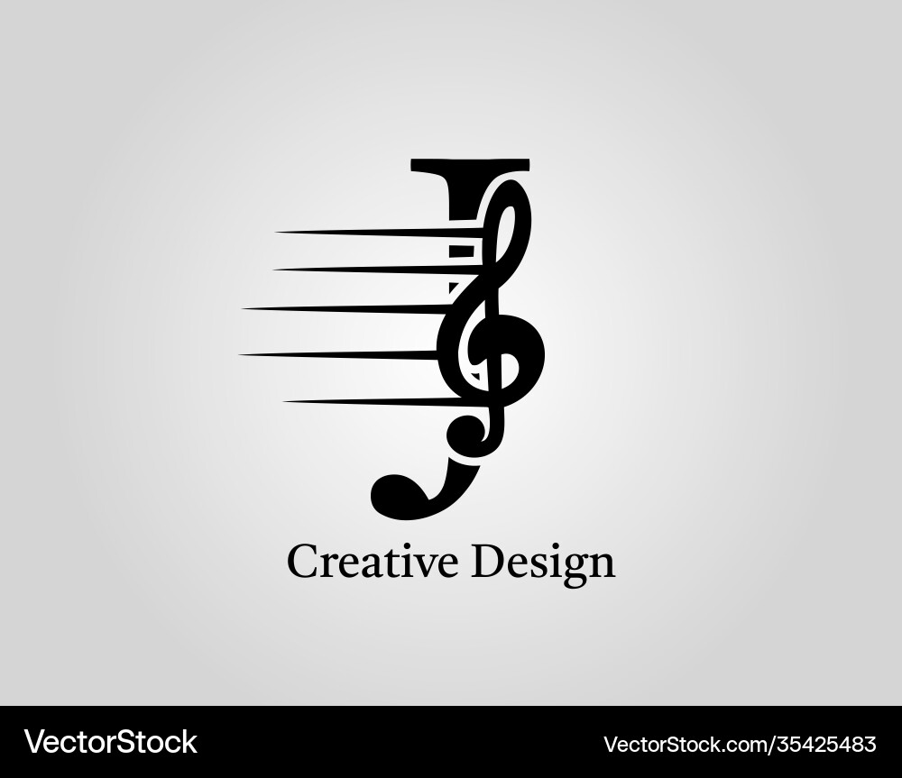 Key note j letter logo music on initial Key note j letter logo music on initial vector image