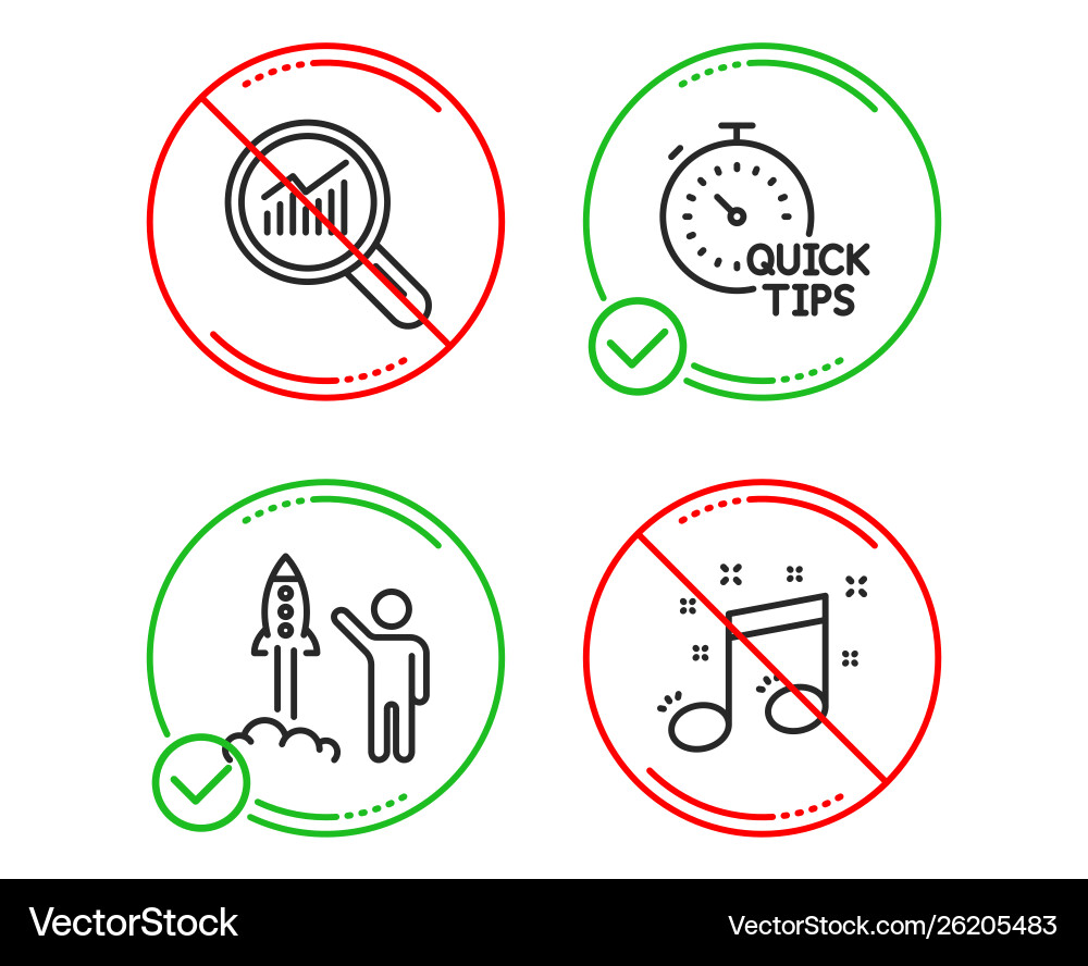 Launch project data analysis and quick tips icons Launch project data analysis and quick tips icons Vector Image