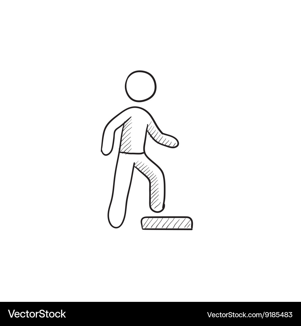 Man doing step exercise sketch icon Vector Image
