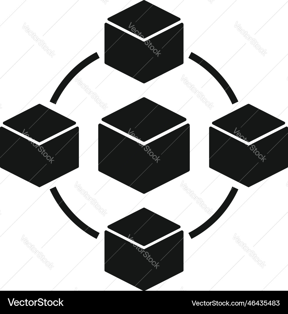 Network cube icon simple block chain Network cube icon simple block chain vector image