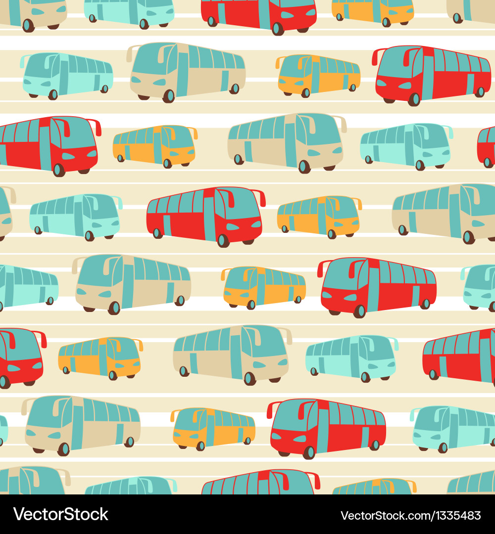 Retro Bus Travel Pattern Vector Image