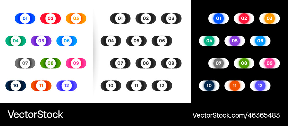 Rounded style numbered bullet points from one Vector Image