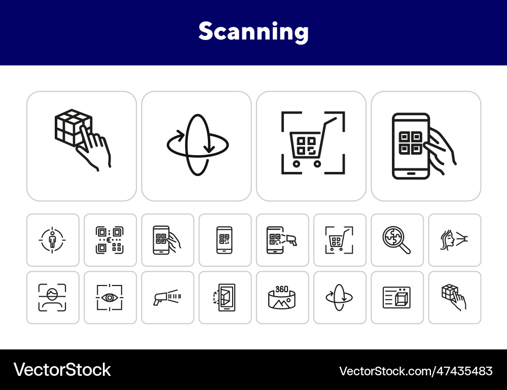 Scanning line icon set Vector Image