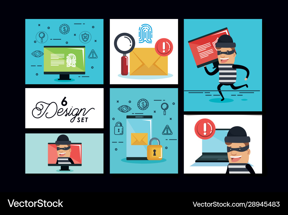 Security system frames set design Security system frames set design Vector Image