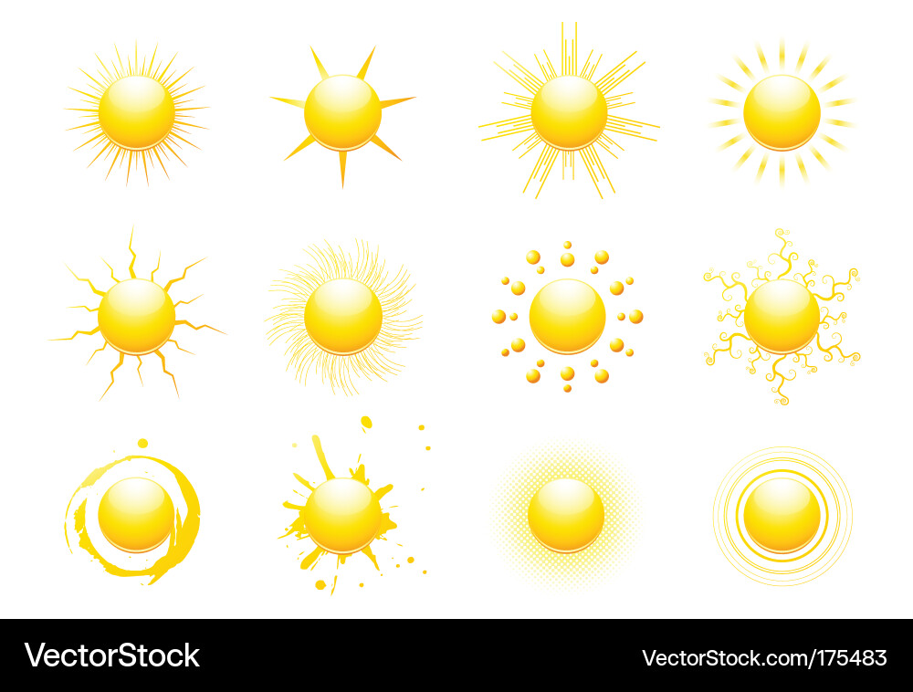 Sun Icon Set - Radiant Solar Symbole Vektorbild