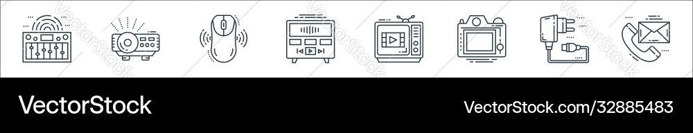 Technology devices line icons linear set quality Technology devices line icons linear set quality Vector Image