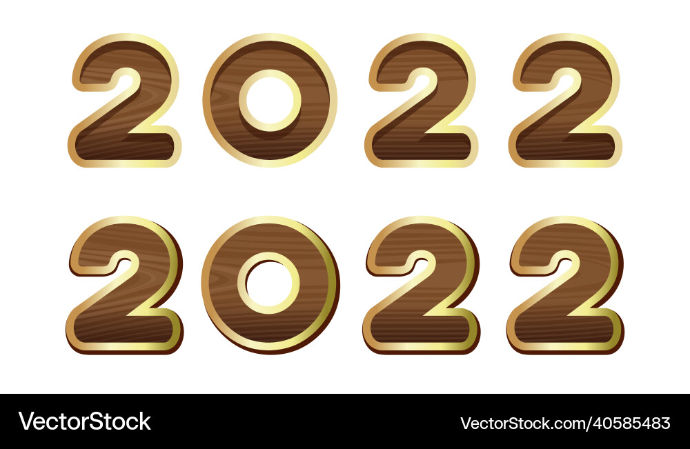 Wooden numbers set that compose the date 2022 Vector Image
