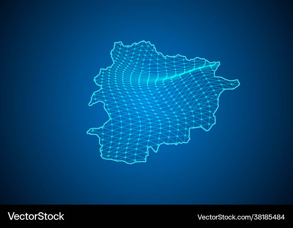Abstract digital map andorra with particles Vector Image