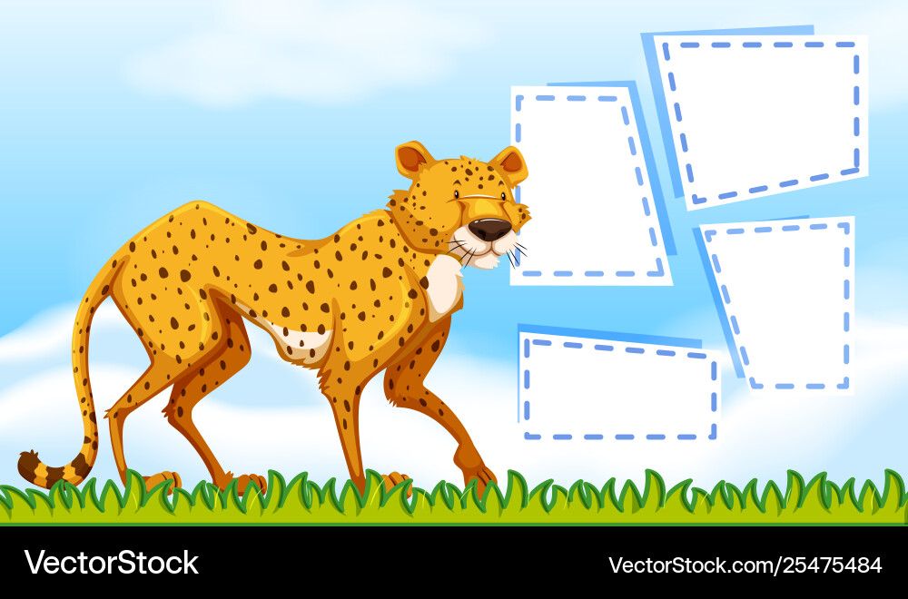 Cheetah auf Notizvorlage Vektorbild
