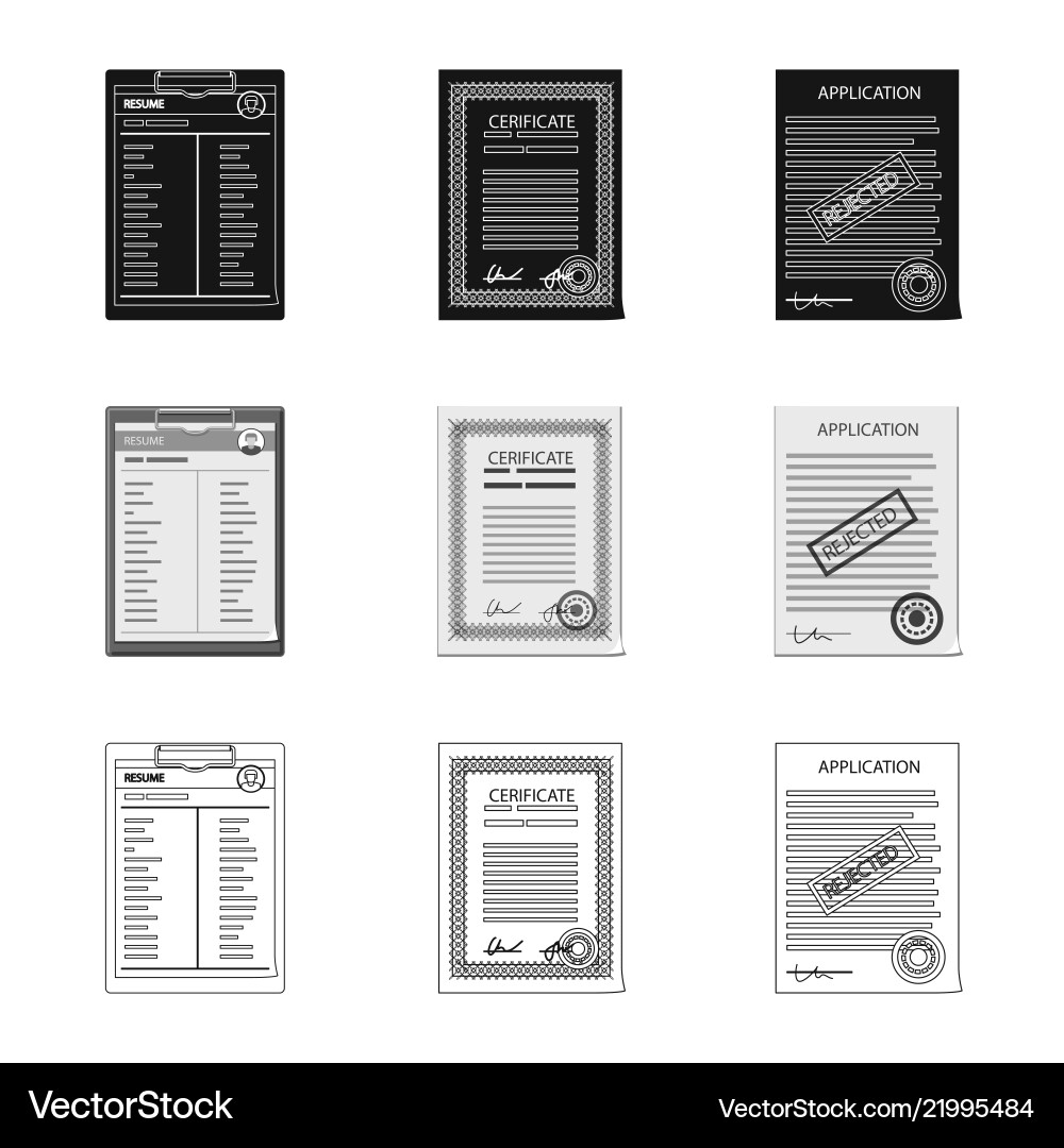 Design of form and document sign set Vector Image
