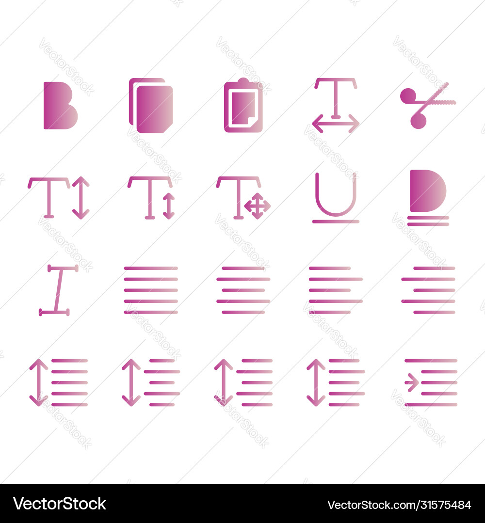 Editing text icon set include bold Editing text icon set include bold Vector Image