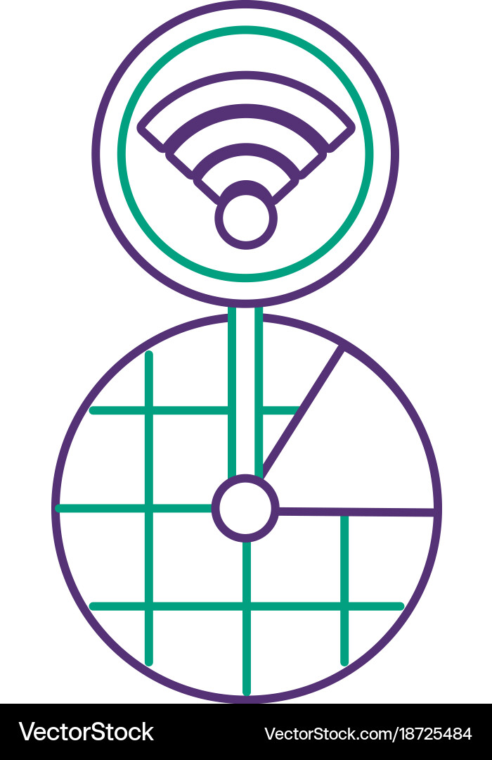 Gps Navigation Bildschirm Zeigerkarte Wifi-Verbindung Vektorbild