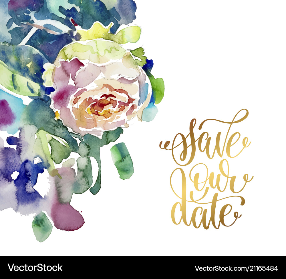 Hand painting watercolor rose greeting card vector image