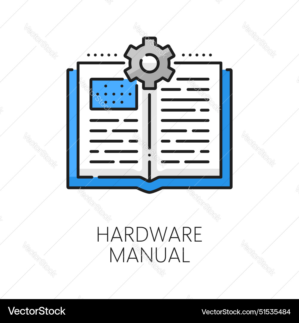 Hardware or software user manual thin line icon Hardware or software user manual thin line icon vector image