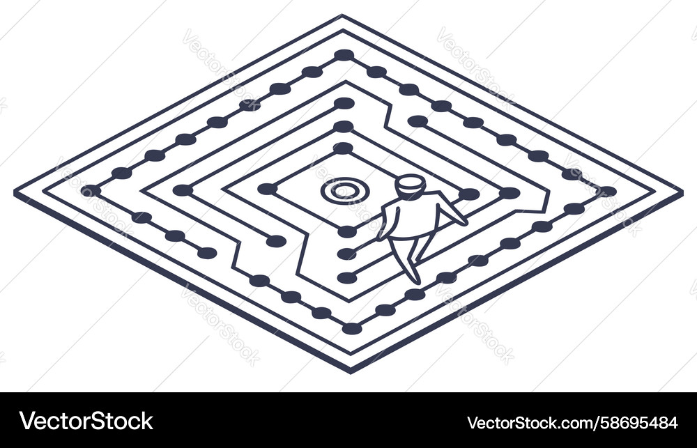 Intricate Circuit Square Pattern Vector Image