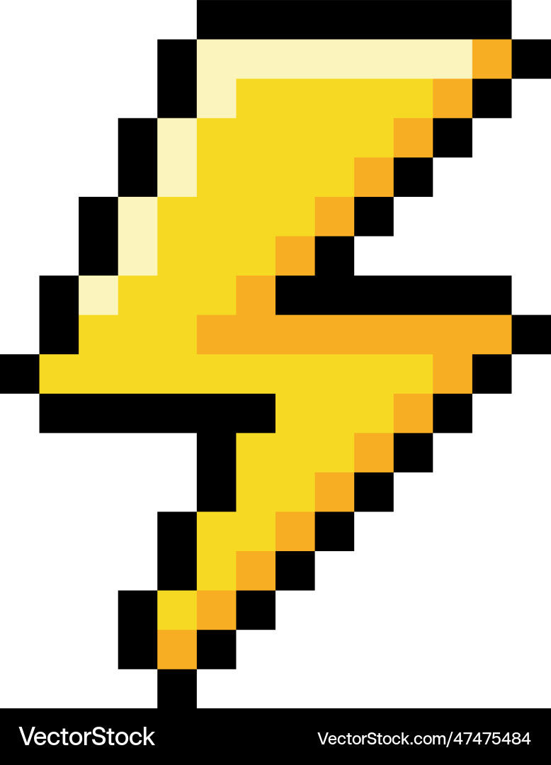 Pixel 8-bit lightning object as video game style Pixel 8-bit lightning object as video game style Vector Image