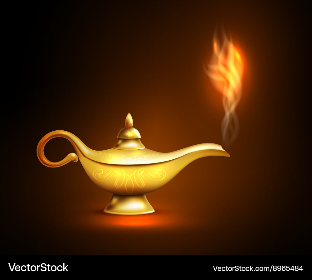 Realistic aladdin lamp smoke vector image