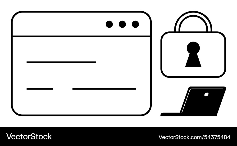 Secure web browsing browser window lock icon Secure web browsing browser window lock icon vector image