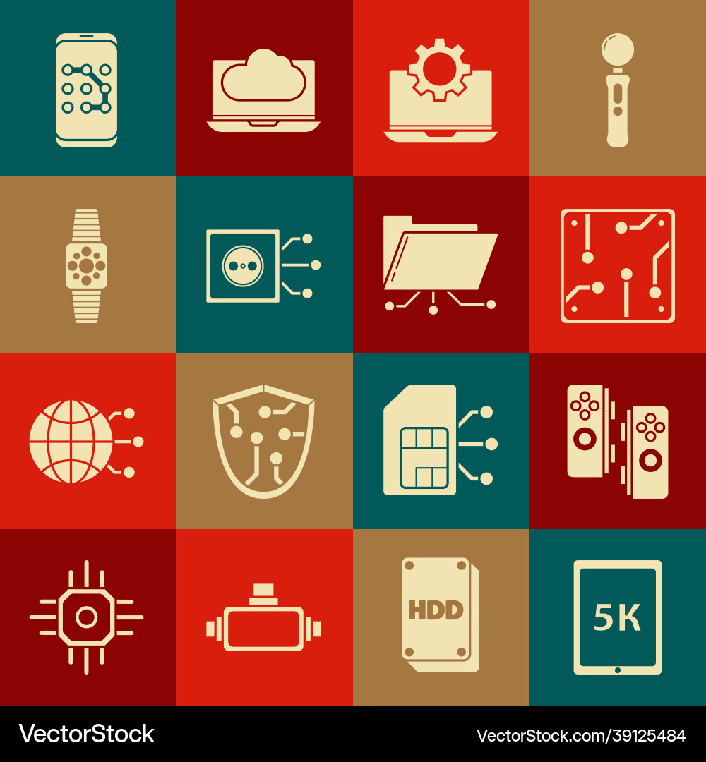 Set tablet with text 5k gamepad processor Set tablet with text 5k gamepad processor Vector Image