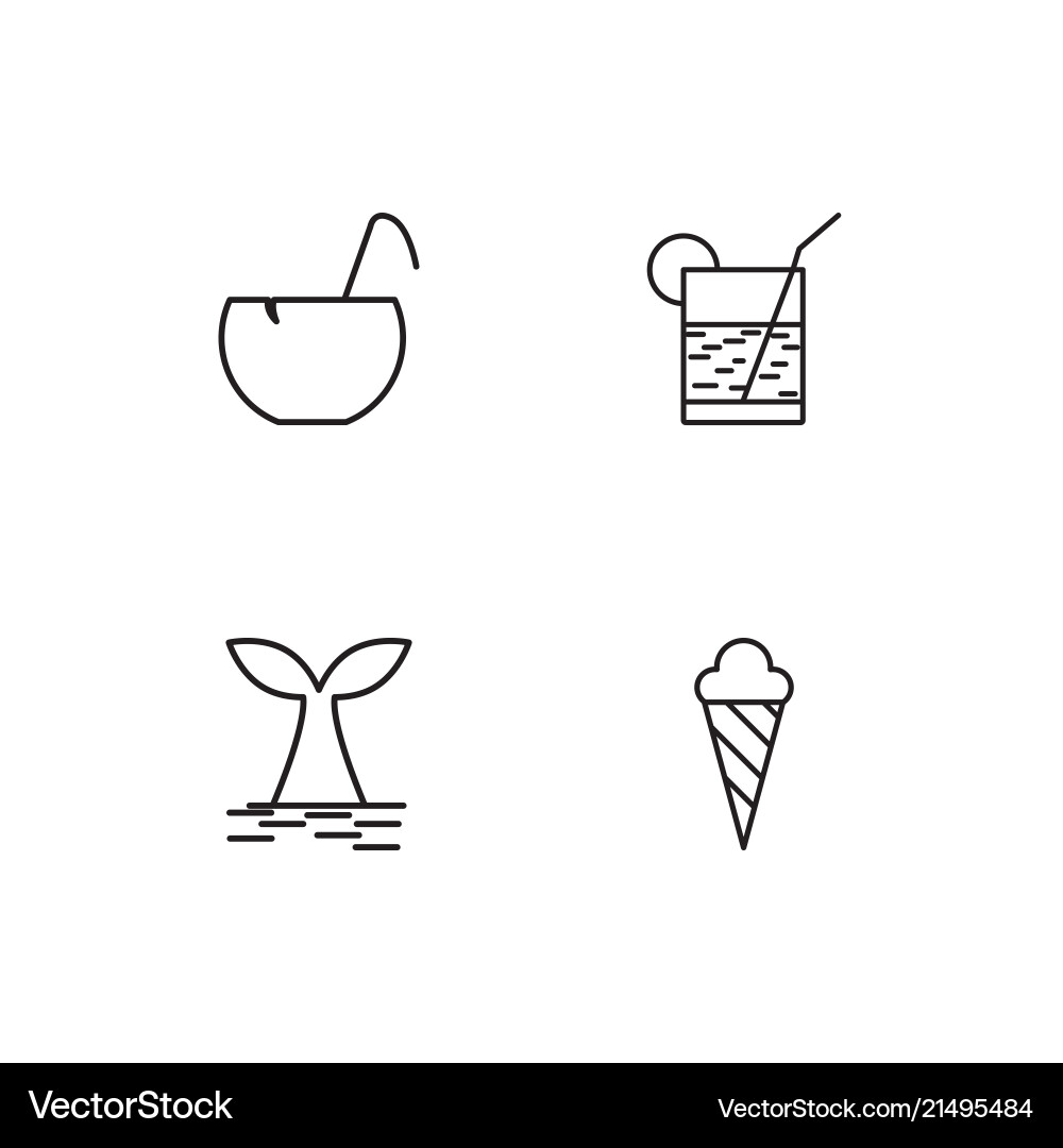 Summer linear icons set simple outline Vector Image