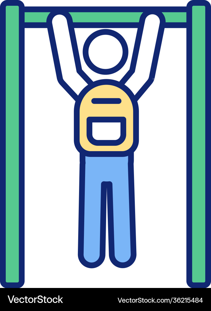 Using pull-up bar rgb color icon Using pull-up bar rgb color icon Vector Image