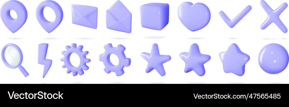 3d icon set of isolated sings for buttons Vector Image