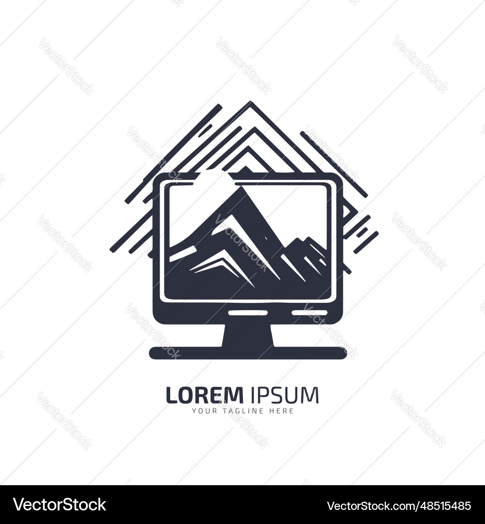 A logo of computer system icon screen isolated Vector Image