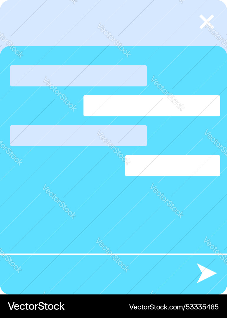 Blue chatting app interface with empty message Blue chatting app interface with empty message Vector Image