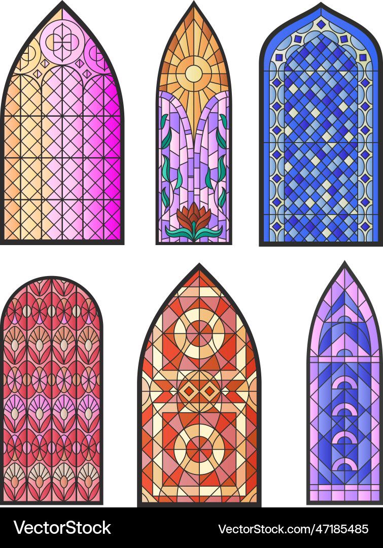 Cathedral mosaic windows set Cathedral mosaic windows set vector image