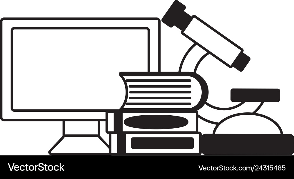 Computer microscope laboratory science Vector Image