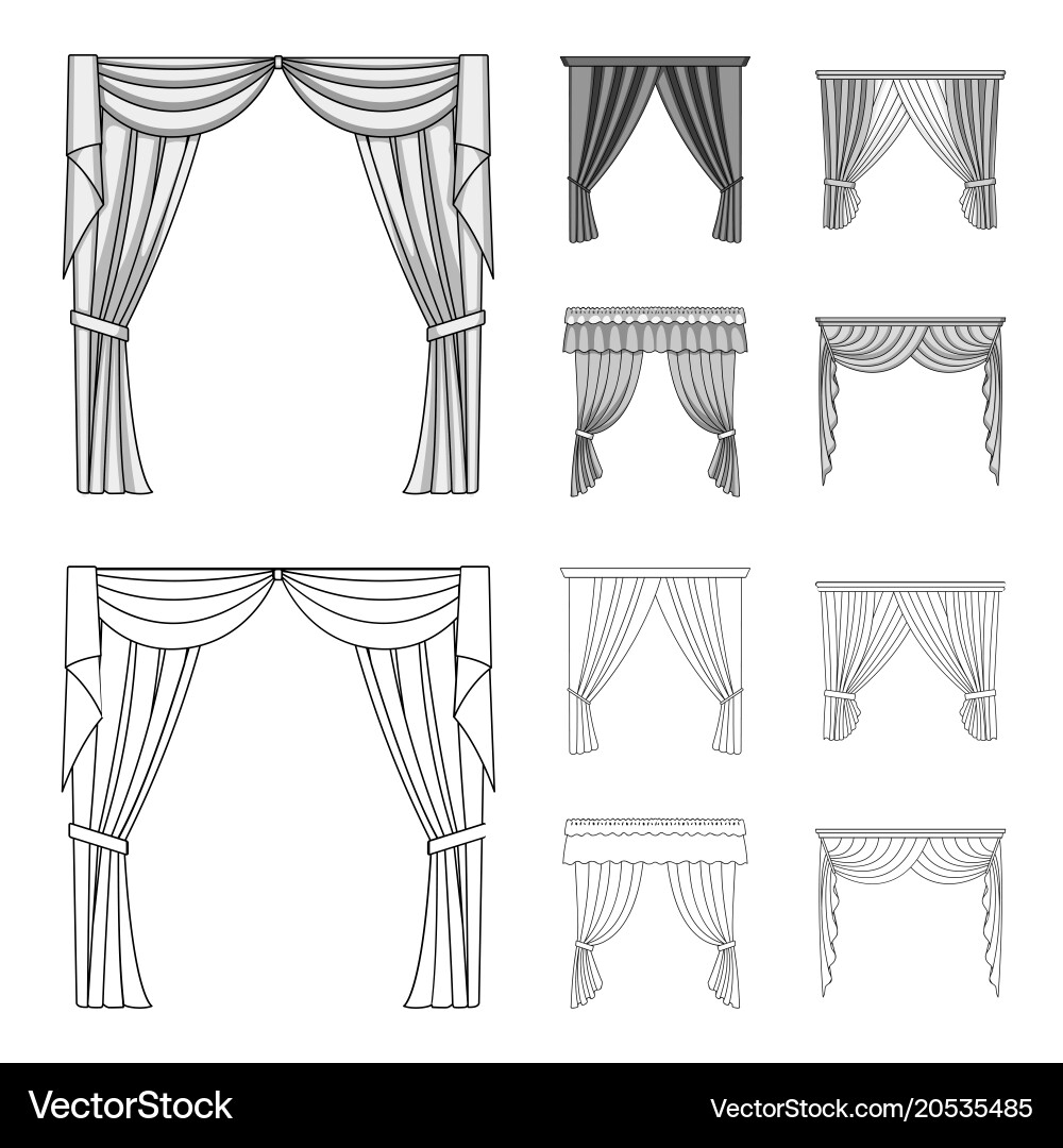 Different types of window curtainscurtains set Vector Image