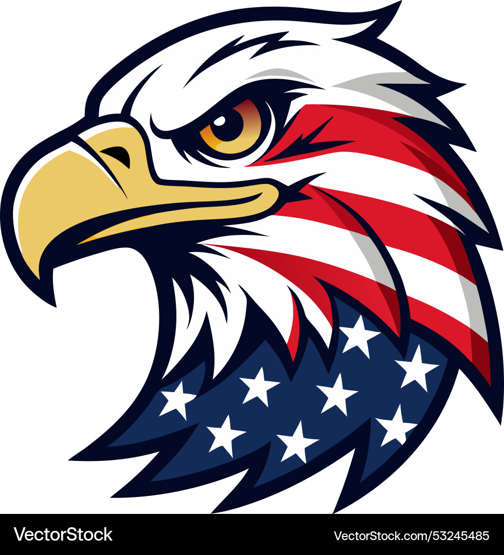 Eagle head with american flag pattern Royalty Free Vector