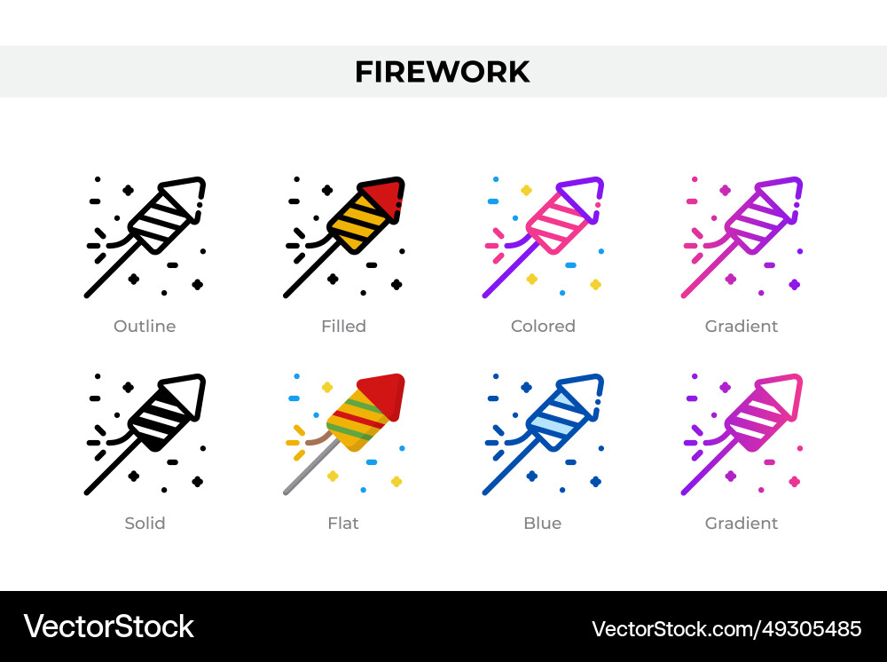 Firework icons in different style Vector Image