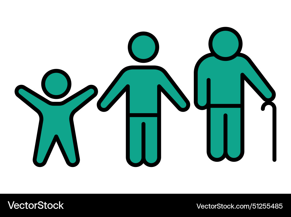 Generation icon children to old age related Generation icon children to old age related Vector Image
